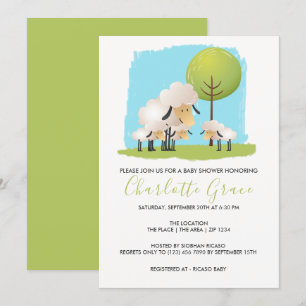 Triplets van Baby shower van luizen en lammeren Kaart