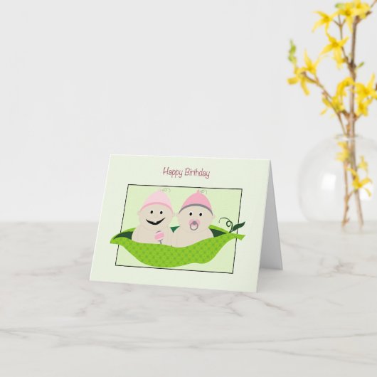 Triplets Verjaardag Kaart (Gele Bloem)