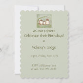 Triplet's verjaardagsfeest Schattigee vogels Kaart (Achterkant)