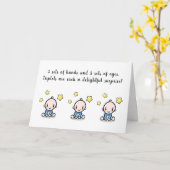 Triplets Wenskaart, Welkom Triplet Babys Kaart (Gele Bloem)