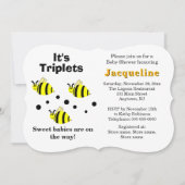 Triplets Yellow Bee Baby rammelt Baby shower Kaart (Voorkant)