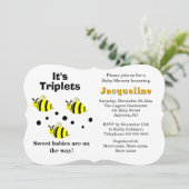 Triplets Yellow Bee Baby rammelt Baby shower Kaart (Staand voorkant)