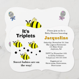 Triplets Yellow Bee Baby rammelt Baby shower Kaart