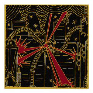 Tripod aanvallen Art Deco Poster