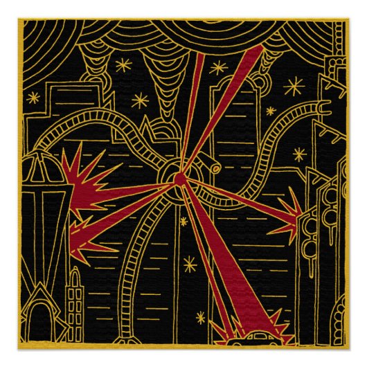 Tripod aanvallen Art Deco-Poster Poster (Voorkant)