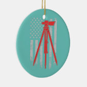 Tripod Survey Flag America 4 juli Land Surveyor Keramisch Ornament (Rechts)