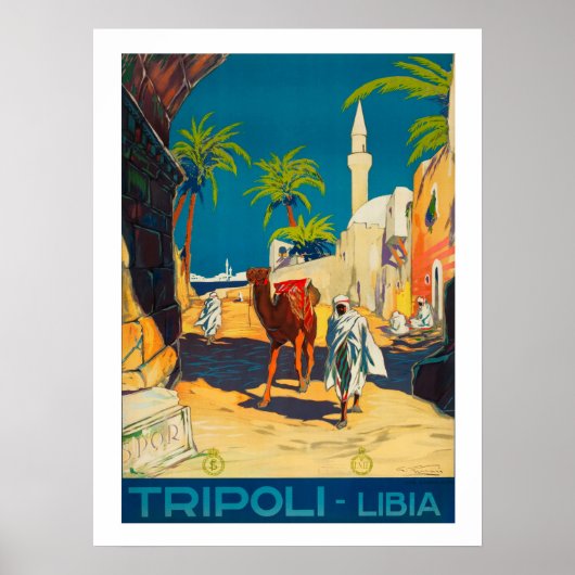 Tripoli, Libië, badoun met kameel, vintage, reizen Poster (Voorkant)