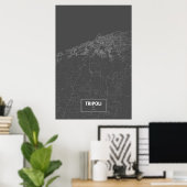 Tripoli, Libië (wit op zwart) Poster (Thuiskantoor)