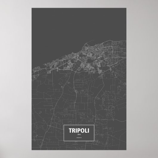 Tripoli, Libië (wit op zwart) Poster (Voorkant)