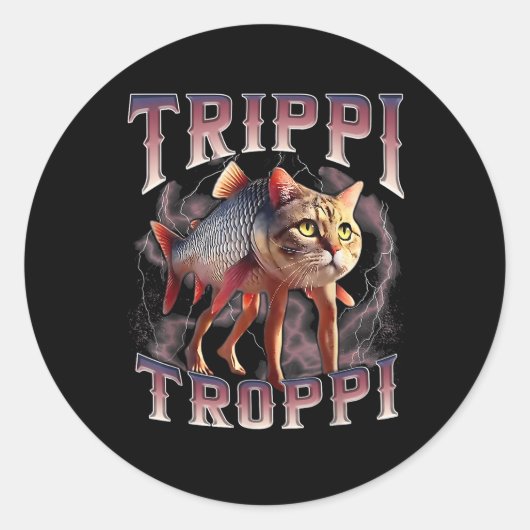 Trippi Troppi - Italiaanse brainrot meme kat Ronde Sticker (Voorkant)