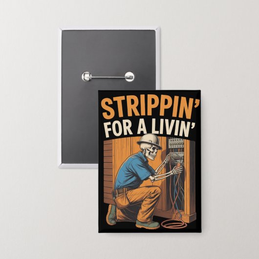 Trippin 'voor een leuke skelet elektricien button (Voorkant / Achterkant)