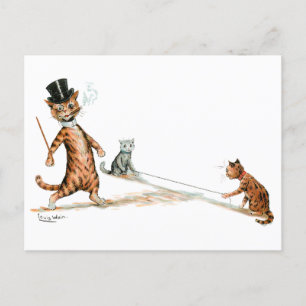 Tripping Cat Louis Wain Briefkaart