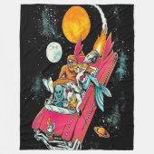 Trippy  70-retrocessie Alien Space Ride Art Fleece Deken (Voorkant)