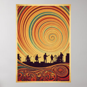 Trippy 70s Psychedelic Concert Poster Retro Artwor