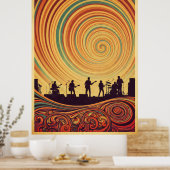Trippy 70s Psychedelic Concert Poster Retro Artwor (Keuken)