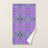 Trippy Abstract Aqua, Lime Green en Paars Dahlia Bad Handdoek (Handdoek)
