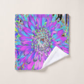 Trippy Abstract Aqua, Lime Green en Paars Dahlia Bad Handdoek (Wasdoekje)