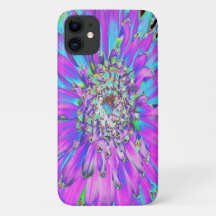 Trippy Abstract Aqua, Lime Green en Paars Dahlia