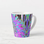 Trippy Abstract Aqua, Lime Green en Paars Dahlia Latte Mok (Rechterhoek)
