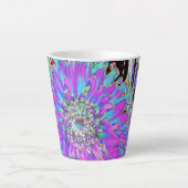 Trippy Abstract Aqua, Lime Green en Paars Dahlia Latte Mok (Voorkant)