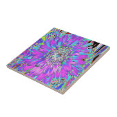 Trippy Abstract Aqua, Lime Green en Paars Dahlia Tegeltje (Zijkant)