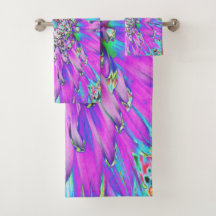 Trippy Abstract Aqua, Limegroene en Paarse Dahlia