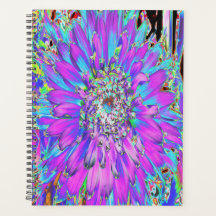 Trippy Abstract Aqua, Limegroene en Paarse Dahlia
