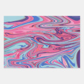 Trippy Abstract gemarmerde kunst in blauw en roze Inpakpapier Vel (Voorkant 3)