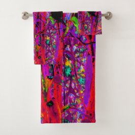 Trippy Abstract Rainbow Oriental Lily Flowers Bad Handdoek