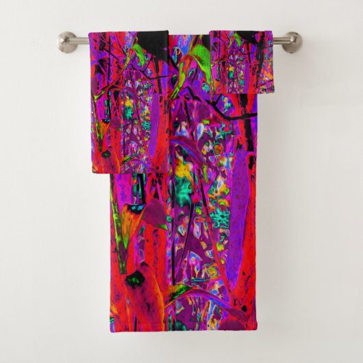 Trippy Abstract Rainbow Oriental Lily Flowers Bad Handdoek (Insitu)