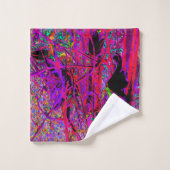 Trippy Abstract Rainbow Oriental Lily Flowers Bad Handdoek (Wasdoekje)