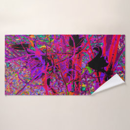Trippy Abstract Rainbow Oriental Lily Flowers Badhanddoek