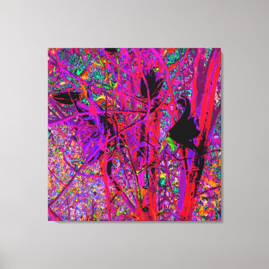 Trippy Abstract Rainbow Oriental Lily Flowers Canvas Afdruk (Voorkant)
