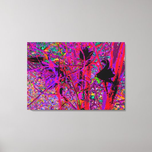 Trippy Abstract Rainbow Oriental Lily Flowers Canvas Afdruk (Voorkant)