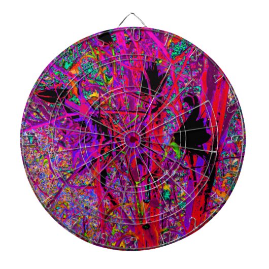 Trippy Abstract Rainbow Oriental Lily Flowers Dartbord (Voorkant)