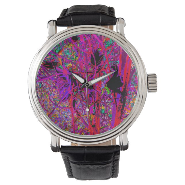 Trippy Abstract Rainbow Oriental Lily Flowers Horloge (Voorkant)