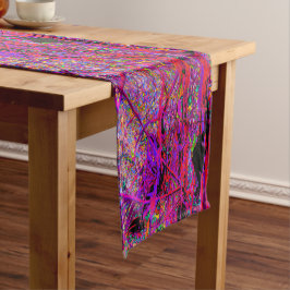 Trippy Abstract Rainbow Oriental Lily Flowers Korte Tafelloper