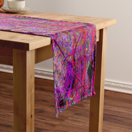 Trippy Abstract Rainbow Oriental Lily Flowers Korte Tafelloper (Voorbeeld)