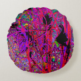 Trippy Abstract Rainbow Oriental Lily Flowers Rond Kussen