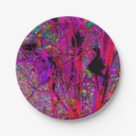 Trippy Abstract Regenboog Oosterse Lelie Bloemen Papieren Bordje