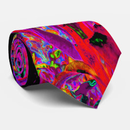 Trippy Abstract Regenboog Oriëntaalse Lelie Bloeme Stropdas