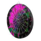 Trippy Abstract Retro Heet Roze en Zwarte Bloem Dartbord (Voorkant Rechts)