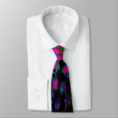 Trippy Abstract Retro Heet Roze en Zwarte Bloem Stropdas (Gebonden)
