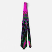 Trippy Abstract Retro Heet Roze en Zwarte Bloem Stropdas (Voorkant)
