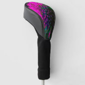 Trippy Abstract Retro Hot Pink en Black Flower Golfheadcover (Schuin)