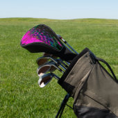 Trippy Abstract Retro Hot Pink en Black Flower Golfheadcover (Insitu)