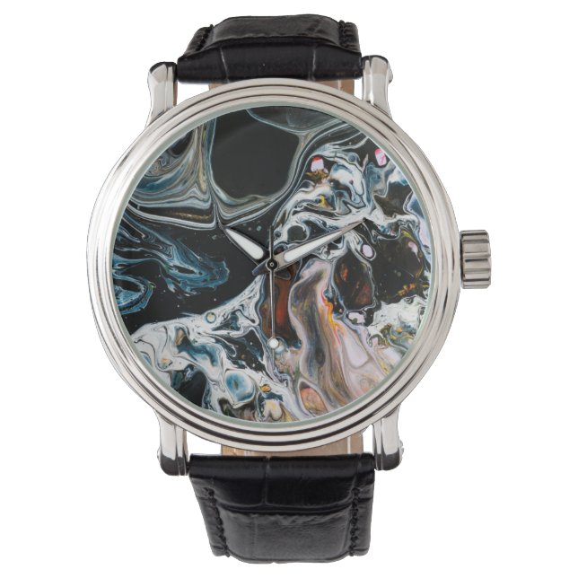 Trippy Abstract Surreal Swirls Art Horloge (Voorkant)