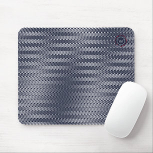 Trippy Abstract Zwart & Wit Strepen Rad Monogram Muismat