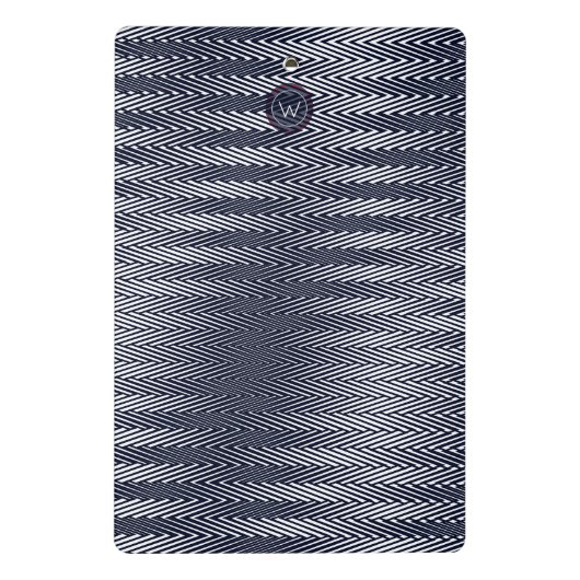 Trippy Abstract zwart-wit Stripes Rad Monogram Mini Klembord (Achterkant)