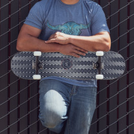 Trippy Abstract Zwart & Witte Strepen, Monogram Persoonlijk Skateboard